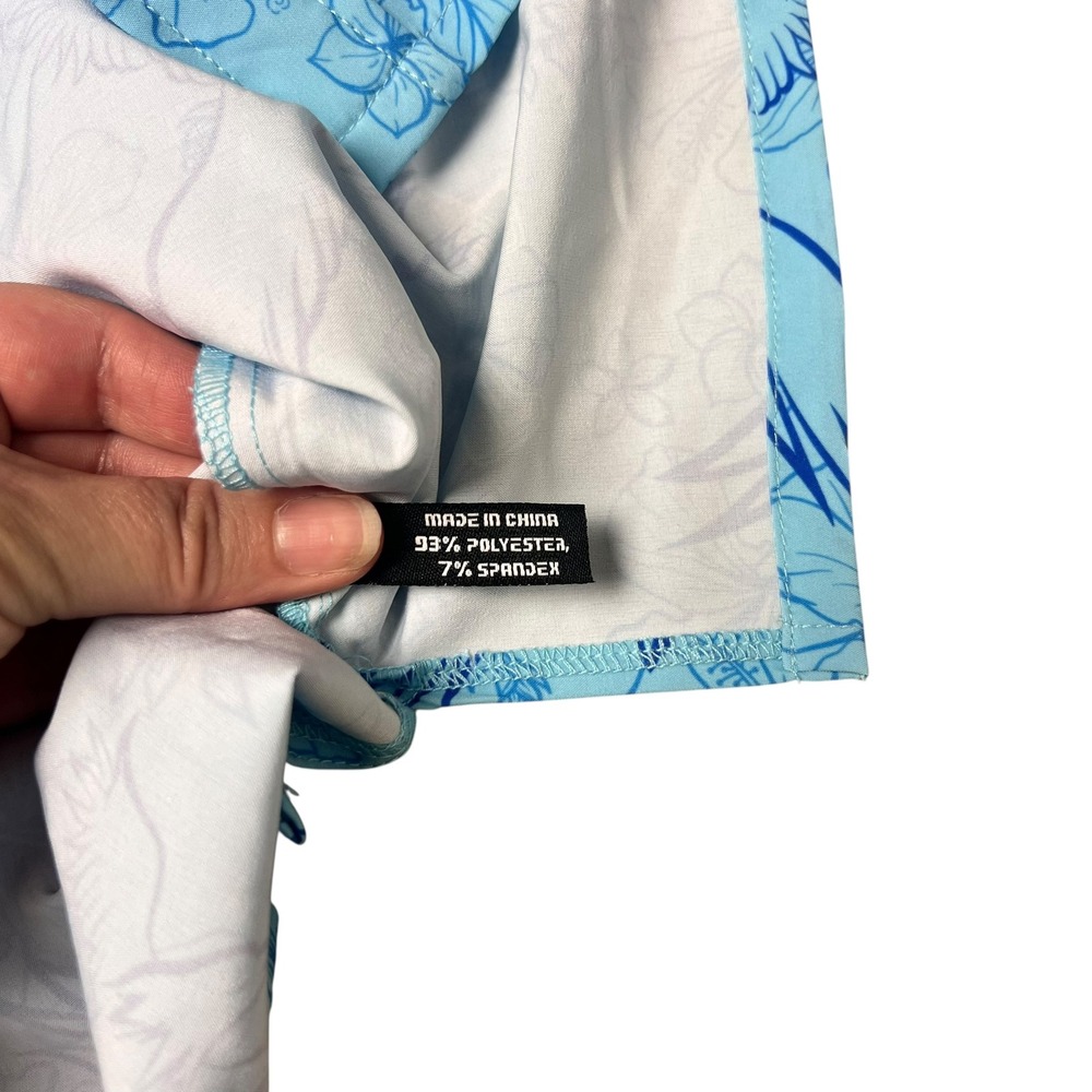 Retro Rifle Mens Blue Eagle Rifle Hibiscus Short Sleeve Button Down Shirt Large - Picture 5 of 7
